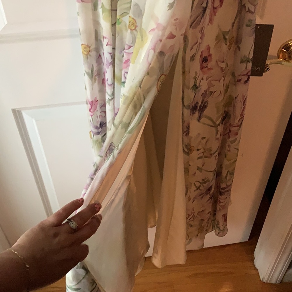 Theia cold shoulder long floral dress with slit - Picture 4 of 6